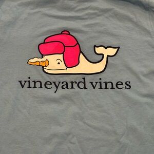 Vineyard Vines Light Blue Winter Theme Hooded Long Sleeve Shirt Size Small